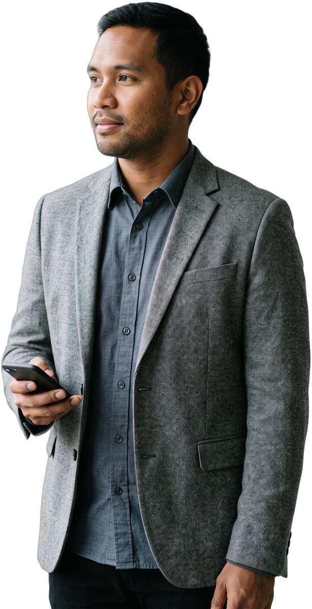 A candidate on the phone for the interview