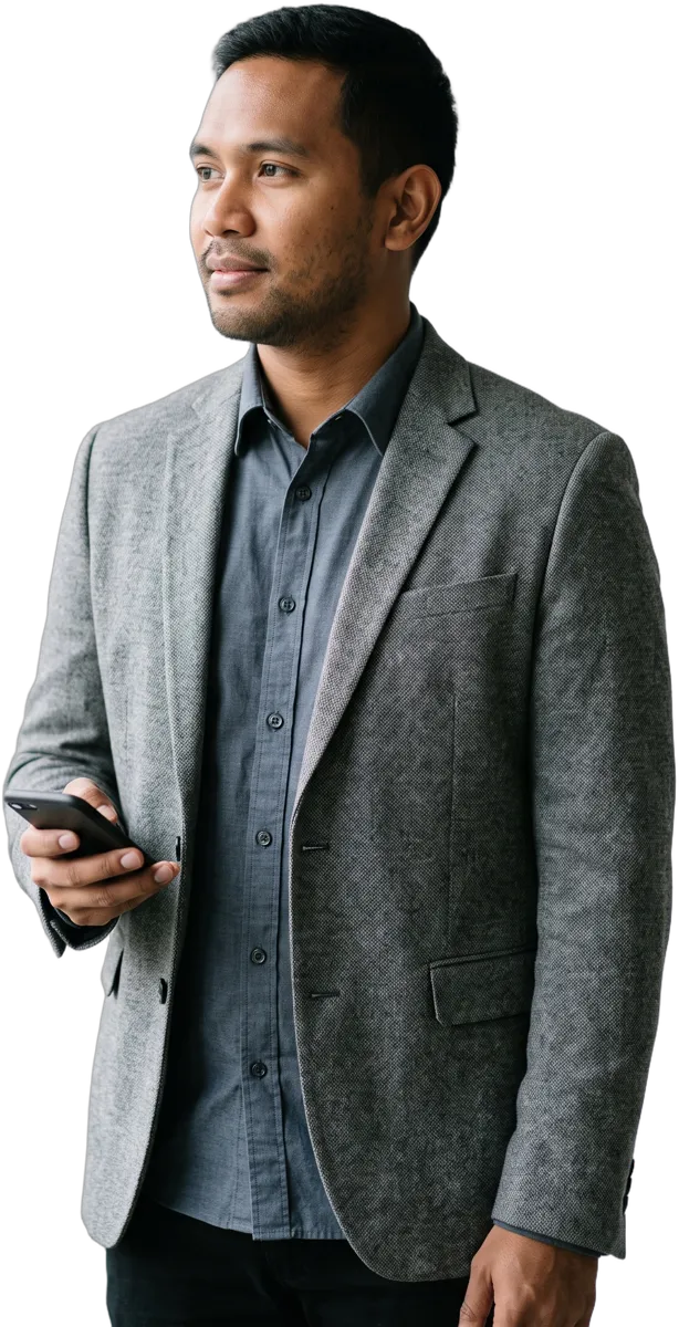 A candidate on the phone for the interview