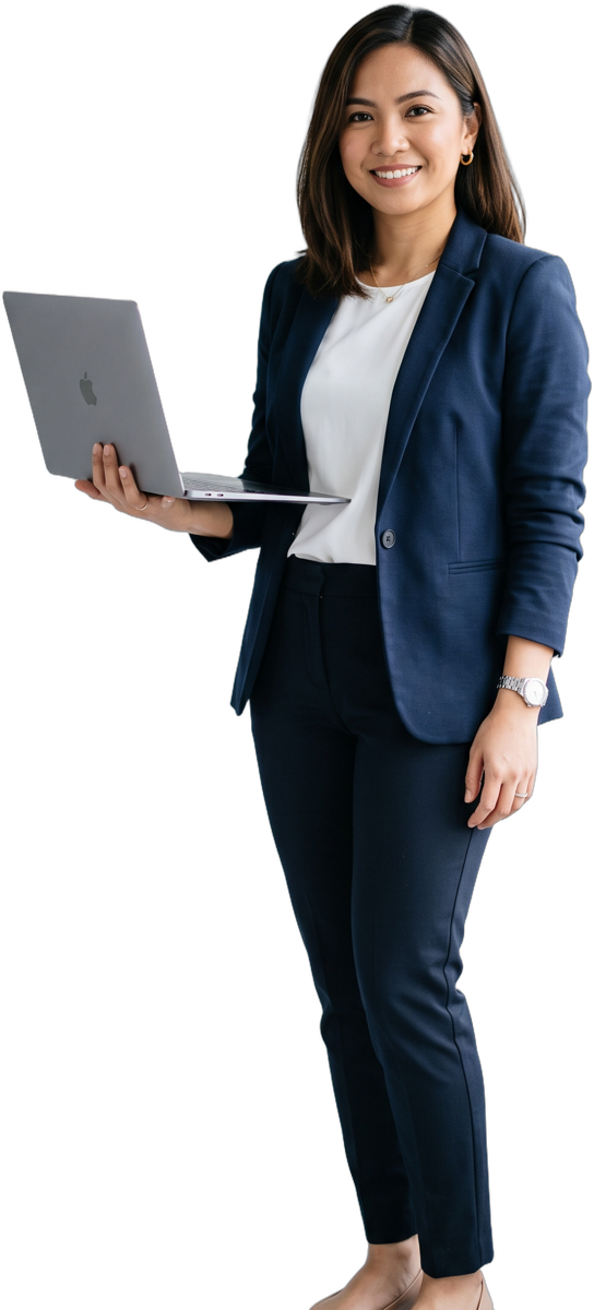 An Outsourced Professional holding a laptop