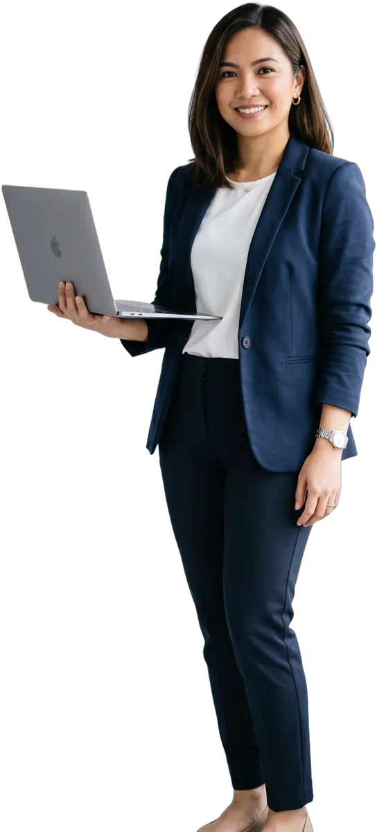 An Outsourced Professional holding a laptop